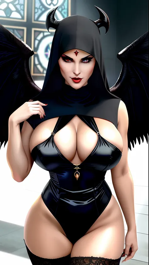 Lisa Ann: The evil nun, Demon horn on the head, demon wings,diabolique, insidieux, Context of the Satanic Church