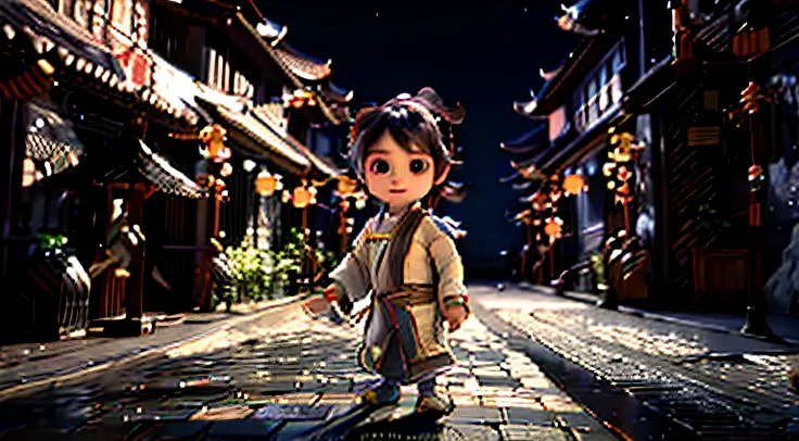 Arafad image of a young boy dressed in traditional Chinese clothing, Personagem pequeno. Unreal Engine 5, Yan, Lu Ji, 3 D rendering character art 8 K, cute 3 d render, fantasy style 8 k octane render, illusory engine. cinematic Film still from, Animated Mo...