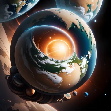 Earth surrounded by planets, concept art, 4k