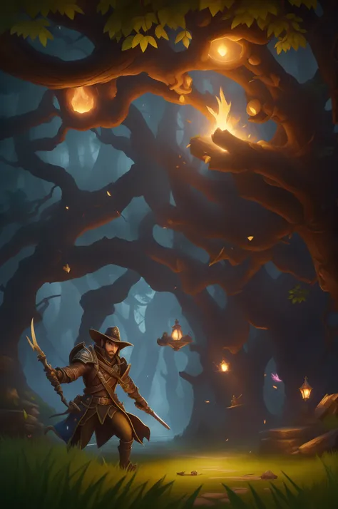 3D illustration of ranger forests in Twisted Fate (Tobias Felix) (maitre des cartes), Magnifiques minions de peinture, Personnage de League of Legend, Illustration du jeu de cartes Hearthstone. adorable digital painting, Art officiel de League Of legend, A...