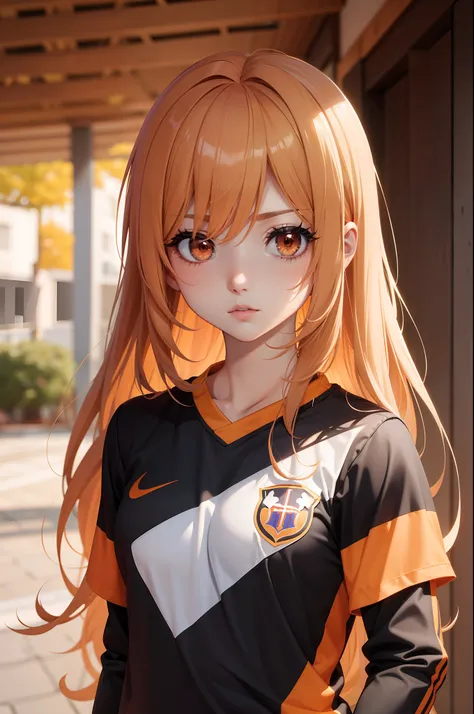 cabelos ruivos, Uniforme de Futebol Anime girl ,Orange eye