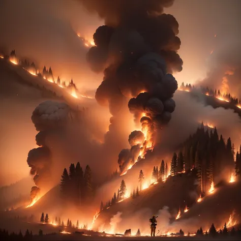 Forest Fire Realistic Burn in mountains 