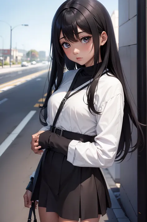 anime girl, black skin,black hair