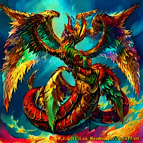 There is a dragon with wings and a sword in his hand, great mystical winged serpent, dragon snake with wings, Symmetrical dragon wings, digital painting of quetzalcoatl, dragon tail, anthropomorphic dragon, Curved dragon!, Nagas, Dragon Storm, Naga, Lung D...