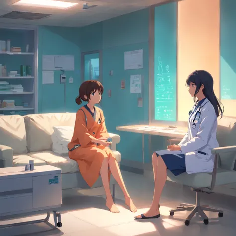 Girl in a therapy session talking to a doctor