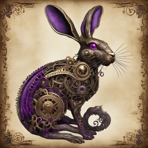 Rabbit with black and purple fur and magenta antlers, glowing eyes, night sky full of Eldritch horror and tentacles, best quality, masterpiece