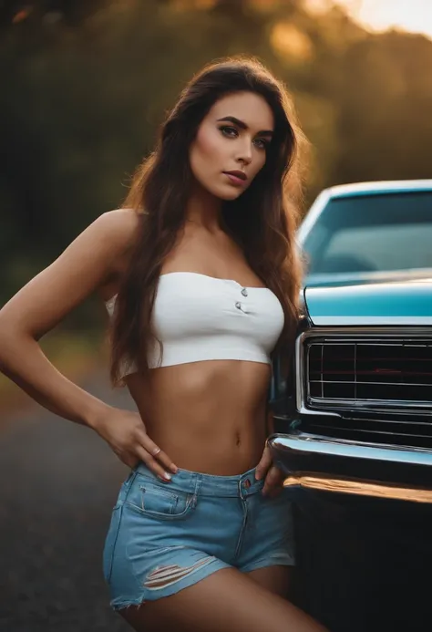 girl next to car