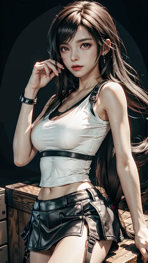 Tifa lockhart, huge breasts (white tank top) (black miniskirt)