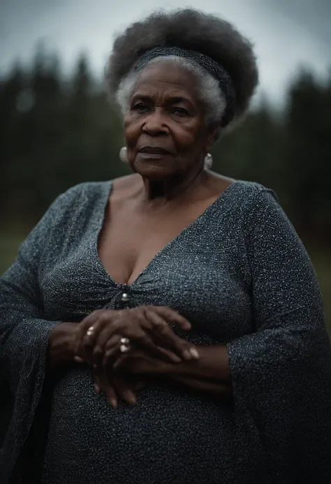 Sexy black grandmother in a nightie