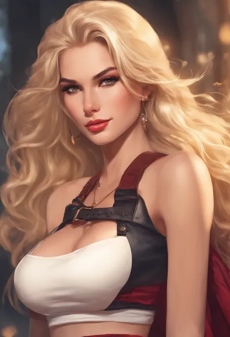 blonde hair brown eyes supermini skirt wearing hips visible in the middle with breasts removed