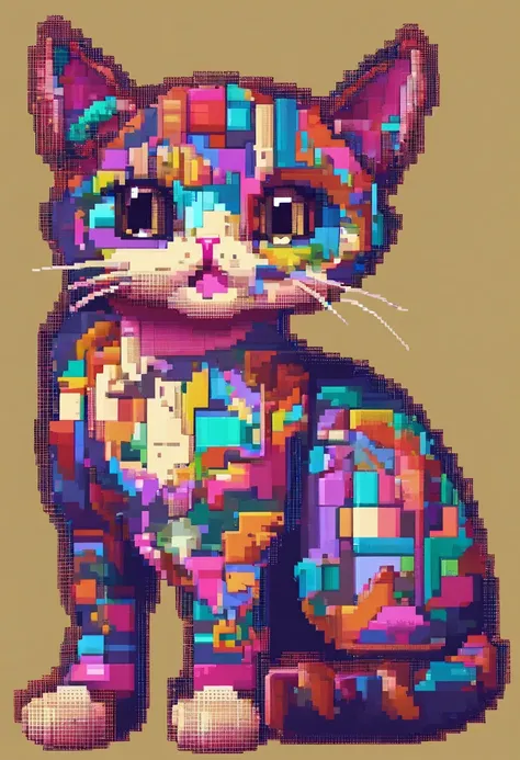 Pixel Art Cat. catss. 3D pixel art 4K wallpaper. Incredible pixel art details. Pixel art. steam wave. Detailed Unreal Engine pixel art