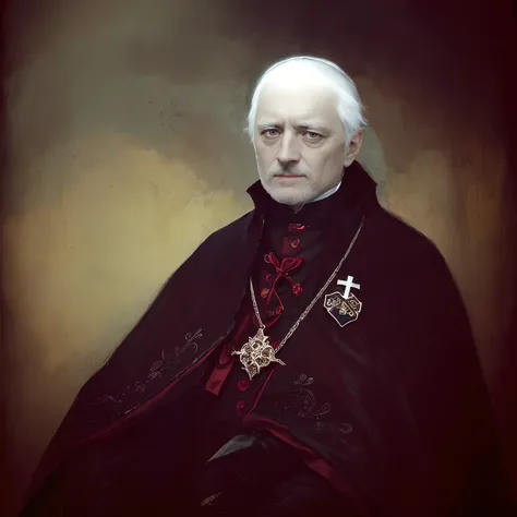 imagem arafed de um homem com um manto preto e uma cruz, an evil catholic priest, catholicpunk, Retrato do Santo Padre, O Papa, papa, Aan ultrarealistic photo, Victorian era, photorealistic, Victorian era colors, photorealistic