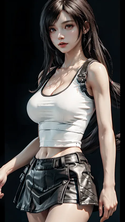 Tifa lockhart, huge breasts (white tank top) (black miniskirt)