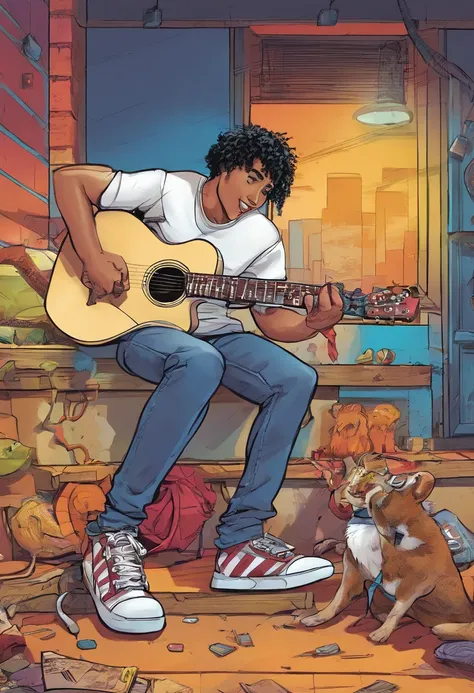 Characters from the cartoon 6teen playing guitar