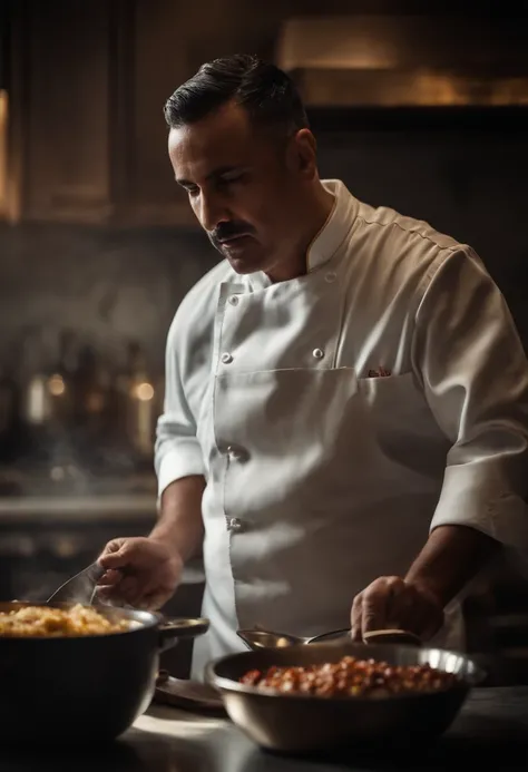 Retrato de un hombre latino chef reconocido en cocina