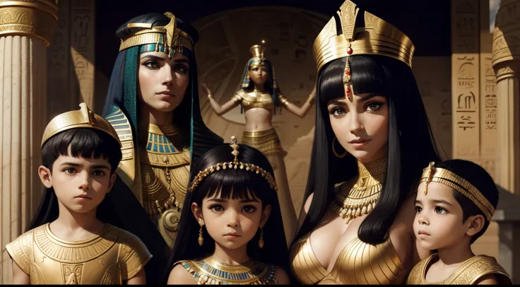 Cleopatra, Queen of Egypt and 3 children, two boys and a girl (apenas o rosto)