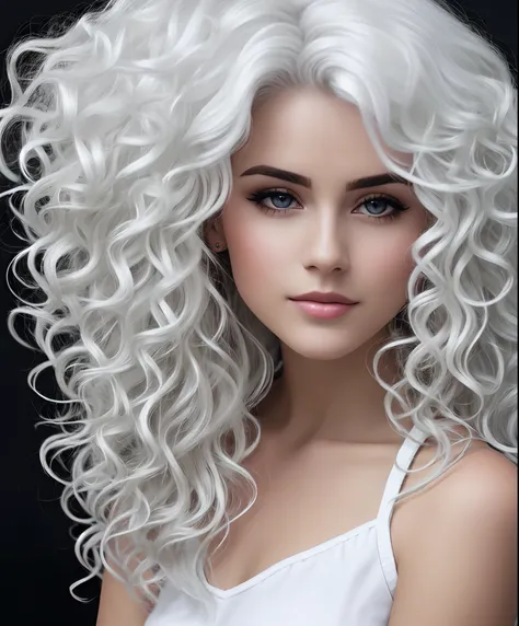 Beautiful healthy curls of white hair