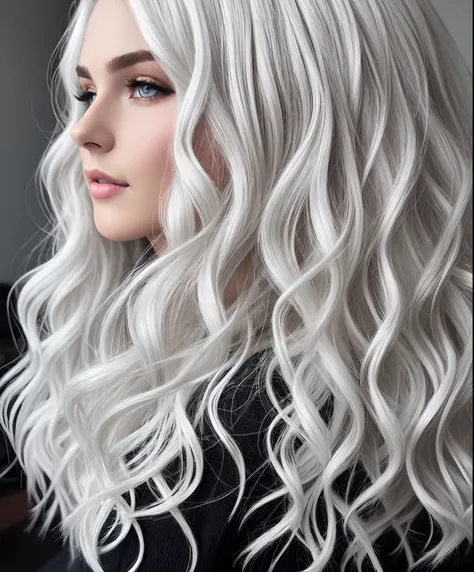 Beautiful healthy curls of white hair