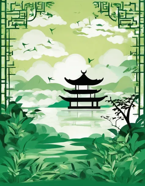 Ancient Chinese scenery Rainy cloudy rain Rainy days Young leaves Willow branches Tender green bamboo shoots Tender green willow branches Grass Rain ，rios，Auspicious clouds，overcast day，tmasterpiece，super detailing，Epic composition，hyper HD，high qulity，ext...