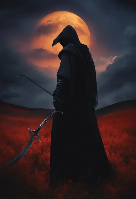 death, scythe, ominous background