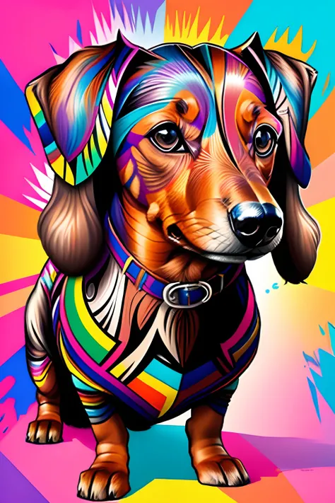 (Dachshund )),  Eduardo Kobra acolchoamento ,multidimensional geometric wall PORTRAIT, arte, Chibi,
Yang016K, lindo, Colouring,
Primary works, qualidade superior, melhor qualidade, Arte Oficial, Beautiful and Aesthetic,