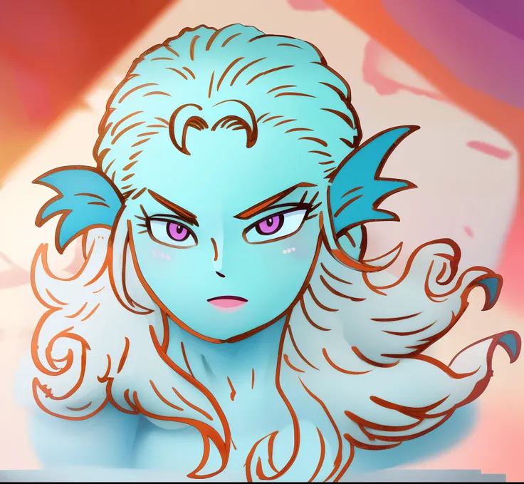 8K,High quality,Anime,married,Beautiful,Beautiful face,clean,Bright,highlight in eyes,Sexy,ultra gigantic tits,oversized tits,Erotic,,beautiful line art. Blue skin, Well drawn, Ears with blue and orange gradient fins,