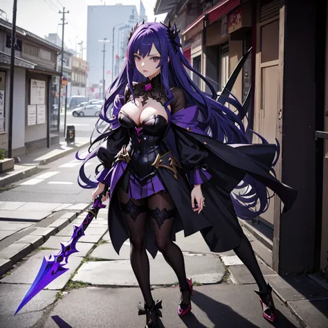 Anime - Mulher estilo em um vestido de couro com uma espada e cabelo roxo, Anime Garota Cosplay, Irelia de League of Legends, Artgerm extremamente detalhado, estilo artgerm, Anime cosplay, Menina anime na vida real, menina anime sedutora, shalltear from ov...