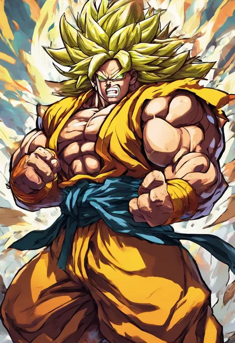 Broly super Sayajin, com rabo de macaco, Dragon ball z