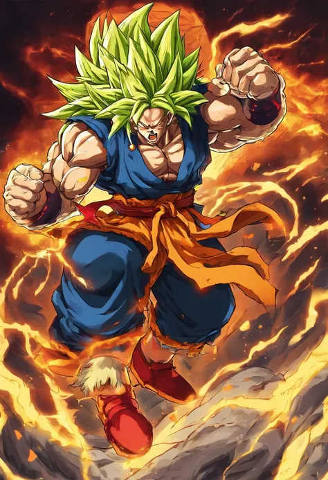 Broly super Sayajin, com rabo de macaco, Dragon ball z