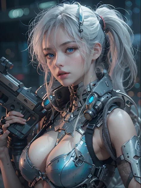 nsfw, 1girl, cyberpunk, mecha armor, mechanical, (masterpiece: 1.4), (8K, realistic, raw photo, best quality: 1.4), nipple areola shape clear, , Japanese girl, beautiful cute face, (real face: 1.4), perfect pussy, beautiful hairstyle, realistic blue eyes, ...