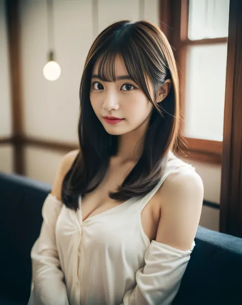 Wearing sexy pajamas, Graceful figure, Coquettish, Study room, sofa, Random captivating moves, Facing the camera, Imaginative, First love、Japan Person Model、Young Sensual Gravure Idol、Young cute gravure idol、Realistic Young Gravure Idol、Realistic sensual g...