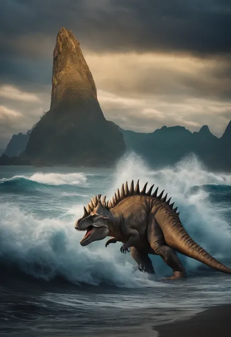 Dinosaurs resist the waves，Selvas，Realidade super grande，Ancient times