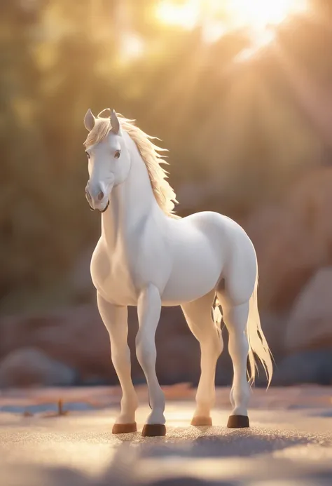 O menino e um cavalo seu amigo branco