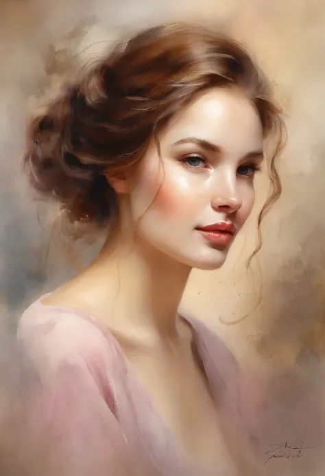 Imagine a watercolor portrait of a young woman with a calm expression. This picture is、Captures the delicate play of light and shadow in her features. Her eyes are a seductive shade of deep blue, Eta、They seem to have a hint of distant memory. The artists ...