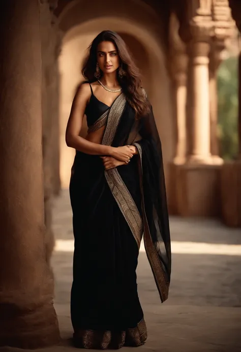 Irina Shayk in Indian black saree