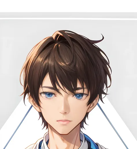 Anime boy with brown hair and blue eyes in a red jacket, Digital anime illustration, Guviz-style artwork, Anime style portrait, Guviz, Stunning anime face portrait, Makoto Shinkai ( apex legends ), Smooth anime CG art, anime character portrait, Anime boy, ...