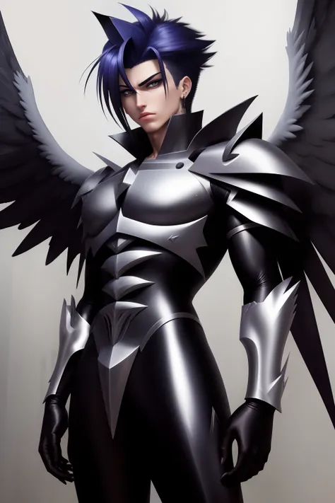 Angel Heavy metal male, dark wing