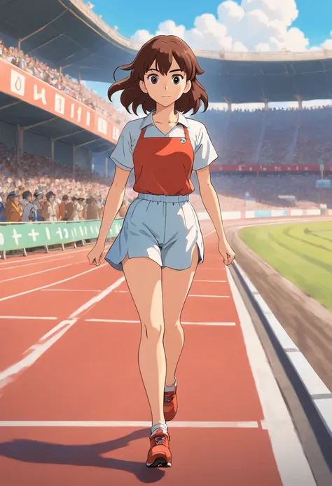 A woman stands at the starting line of a race track, ready to sprint. This indicates that she has strong execution skills and is ready to take action.