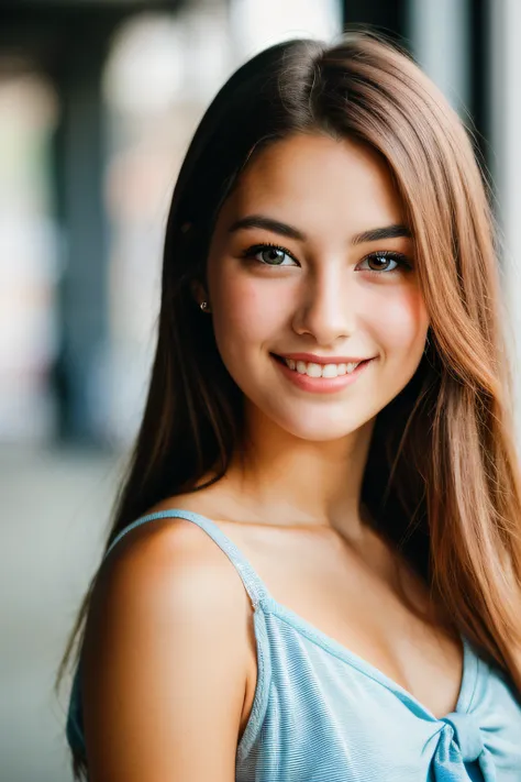 A stunning intricate full color portrait of a beautiful girl, (looking at the camera:1.4), sharp focus, laugh512, natural lighting, subsurface scattering, f2, 35mm, film grain, (bow-shaped, ginger)