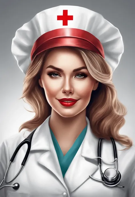 nurse hat，medical illustration，Medical supplies，Highly detailed illustration, Red Cross art illustration,Sketch illustration，Nurse hat，nurse hat，Sketch style