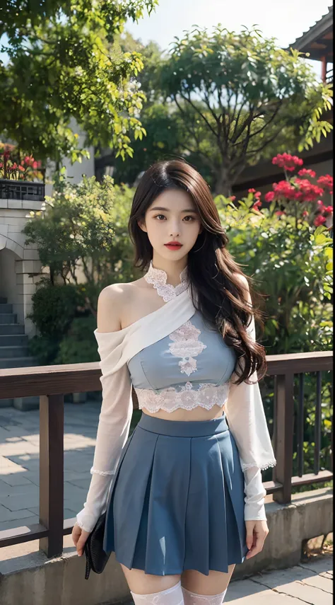 A perfect young female white-collar worker，Chinese big breasts，High picture quality，Works of masters，Black hair，Long hair shawl，Long hair flowing over the shoulders，Beach wave hairstyle，cropped shoulders，鎖骨，exquisite face，Hydrated red lips，（（Wear colorful ...