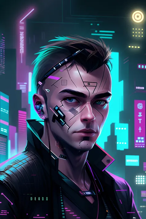 Change background cyberpunk handsome boy, realistic face, 8k, ultra realistic