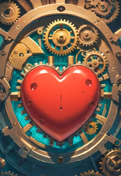 A heart shape embedded with a gear or target, symbolizing dedication and goal orientation. This can be accompanied by elements denoting effort and focus, such as sweat droplets or a magnifying glass.