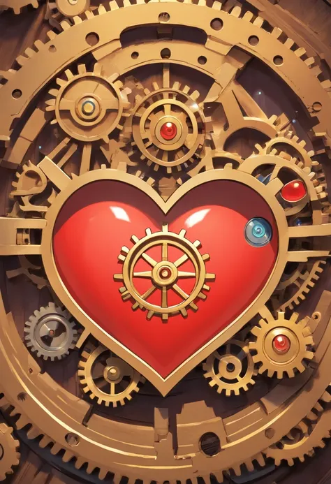 A heart shape embedded with a gear or target, symbolizing dedication and goal orientation. This can be accompanied by elements denoting effort and focus, such as sweat droplets or a magnifying glass.