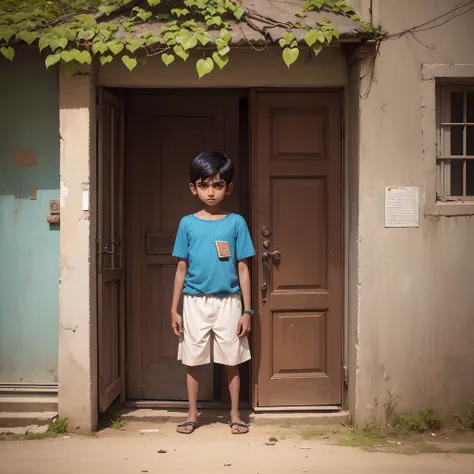 Poor Indian Boy named Raj, the shy and introverted boy, standing tall at 6 feet and 1 inch, with a book in hand. --auto --s2