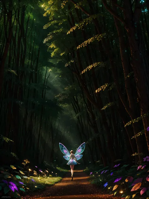 full body fairy fly in the forest fairies, fairy fairies, colorful wings, fairy dust, flying fairies holding wands, magical lights, (masterpiece:1.6, best quality), (extremely detailed CG unity 8k wallpaper, masterpiece, super detailed, best shadows), (det...