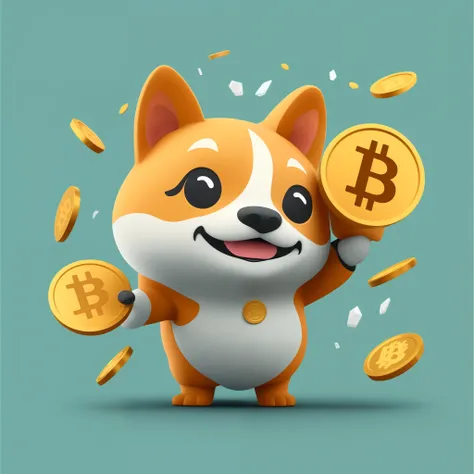 a close up of a dog holding a bit coin and a bit coin, doge, isometric 3d fantasy cute dog, cryptocurrency, crypto, satoshi, 3 d icon for mobile game, nft portrait, shibu inu, anthropomorphic shiba inu, crypto valut, cute corgi, doge meme, bitcoin, cute 3 ...