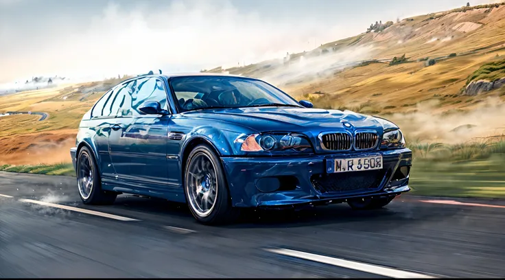 arafed view of a blue bmw car driving on a road, edited, composite, bmw, f / 1 1. 0, a wide full shot, front profile shot, “2019...