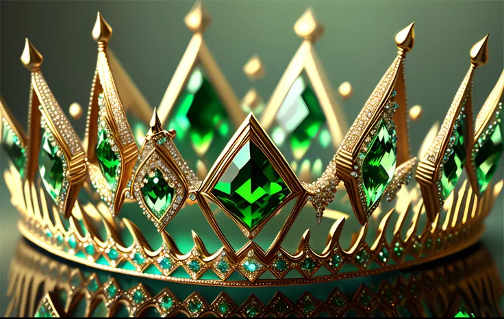 Light and delicate crown made of green crystal, luxury set of diamonds. --auto --s2