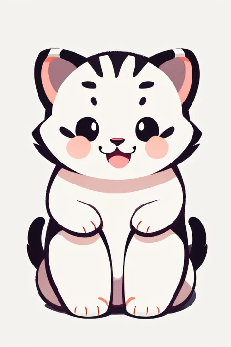 animal. anime art style. semi vector. animal art. baby white tiger with mini fang smilling. white background. cute. happy. cute ...